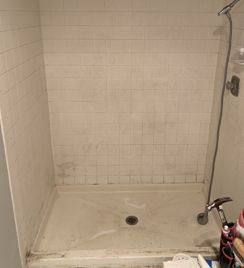 Tile shower before